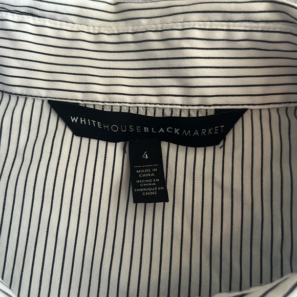 White House Black Market tie front tunic, white/black French cuffs - size 4 - Picture 4 of 9